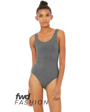 Bella + Canvas 0990 FWD Fashion Ladies' Bodysuit in Deep heather front view