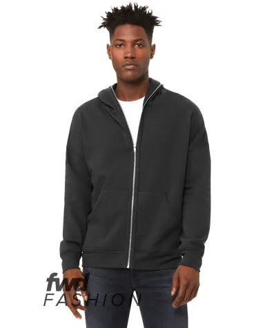 Bella + Canvas 3741 FWD Fashion Unisex Full-Zip Fl in Dark grey front view