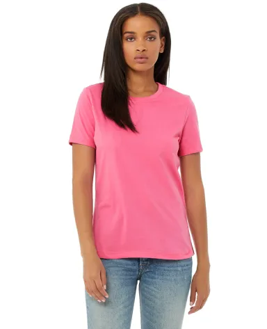 Bella + Canvas 6400 Ladies' Relaxed Jersey Short-S in Charity pink front view