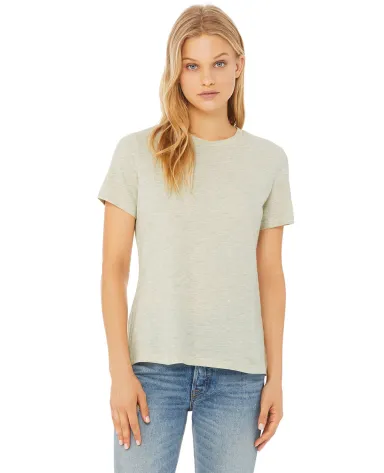Bella + Canvas 6400 Ladies' Relaxed Heather CVC Sh in Hthr prsm naturl front view