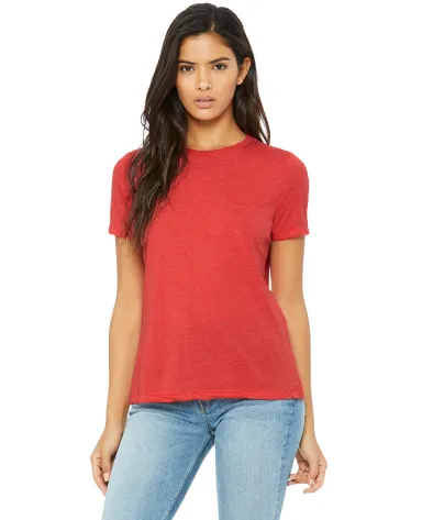 Bella + Canvas 6400 Ladies' Relaxed Triblend T-Shi in Red triblend front view