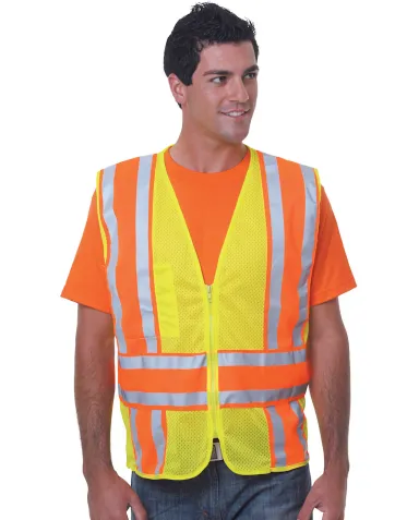 Bayside Apparel 3787 Unisex ANSI Mesh Vest in Lime green front view