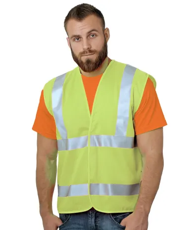 Bayside Apparel 3789 Unisex ANSI Economy Vest in Lime green front view