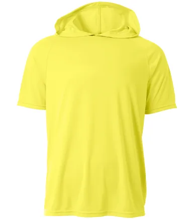 A4 Apparel N3408 Men's Cooling Performance Hooded  in Safety yellow front view
