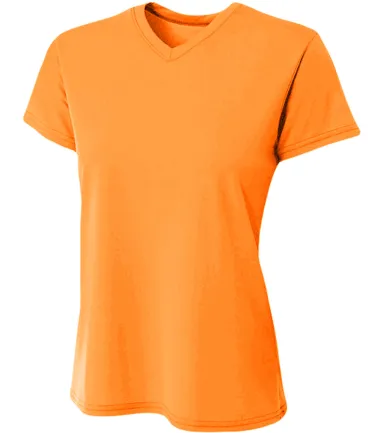 A4 Apparel NW3402 Ladies' Sprint Performance V-Nec in Safety orange front view