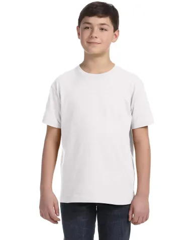 LA T 6101 Youth Fine Jersey T-Shirt WHITE front view