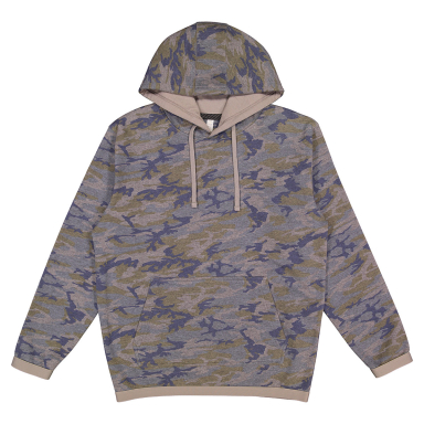 LA T 4412 Adult Statement Fleece Pullover Hoodie in Vin camo/ titanm front view