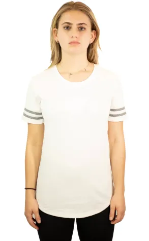 Gildan 500VTL Heavy Cotton™ Ladies' Victory T-Sh WHITE/ GRP HTHR front view