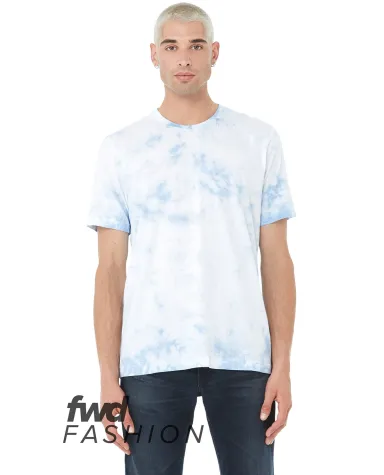 Bella + Canvas 3100RD Unisex Tie Dye T-Shirt in Wht/ sky blue front view
