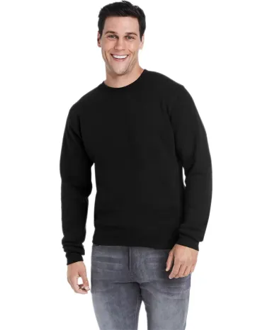 J America 8870 Adult Triblend Crewneck Sweatshirt BLACK SOLID front view