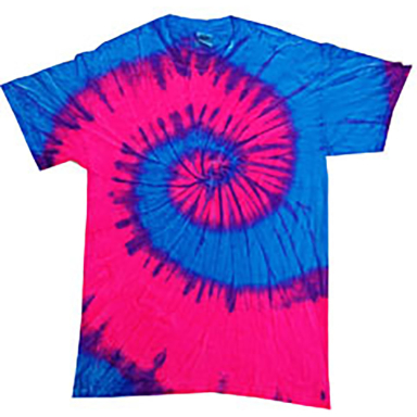 Tie-Dye CD100Y Youth 5.4 oz. 100% Cotton T-Shirt FLO BLUE/ PINK front view