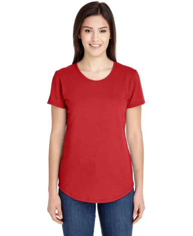 Gildan 6750L Ladies' Triblend T-Shirt in Heather red front view