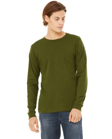 Bella + Canvas 3501 Unisex Jersey Long-Sleeve T-Sh in Olive front view