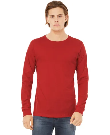 Bella + Canvas 3501 Unisex Jersey Long-Sleeve T-Sh in Red front view
