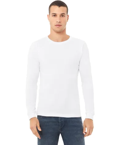 Bella + Canvas 3501 Unisex Jersey Long-Sleeve T-Sh in White front view