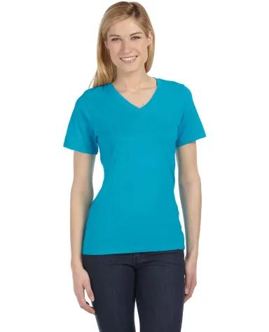 Bella + Canvas 6405 Ladies' Relaxed Jersey V-Neck  TURQUOISE front view