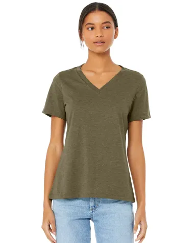 Bella + Canvas BC6405CVC Ladies' Relaxed Heather C HEATHER OLIVE front view