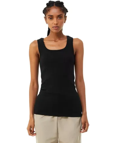 Bella + Canvas 1081 Ladies' Micro Ribbed Tank SOLID BLK BLEND front view
