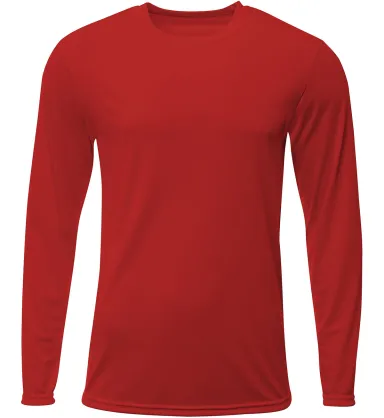 A4 Apparel N3425 Men's Sprint Long Sleeve T-Shirt in Scarlet front view