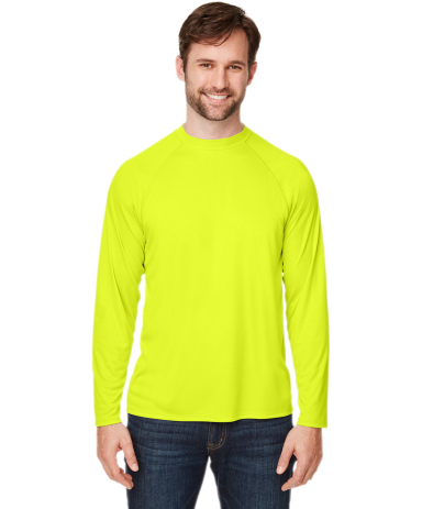 Core 365 CE110 Unisex Ultra UVP™ Long-Sleeve Rag in Safety yellow front view