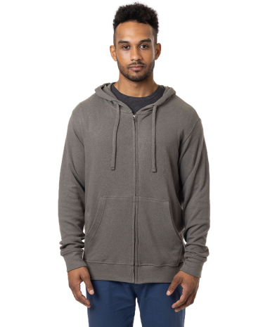 econscious EC5980 Unisex Hemp Hero Full-Zip hooded in Stonework gray front view