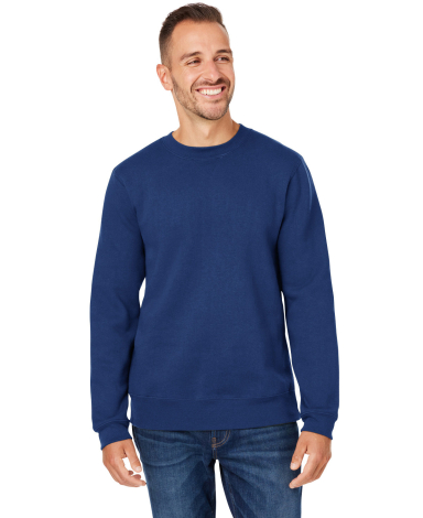 J America 8424JA Unisex Premium Fleece Sweatshirt in True navy front view