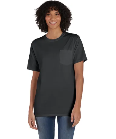 Hanes GDH150 Unisex Garment-Dyed T-Shirt with Pock in New railroad front view