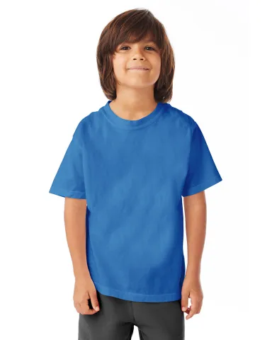 Hanes GDH175 Youth Garment-Dyed T-Shirt in Summer sky blue front view