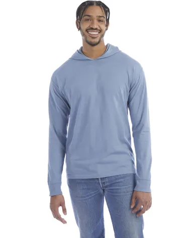 Hanes GDH280 Unisex Jersey Hooded T-Shirt in Saltwater front view
