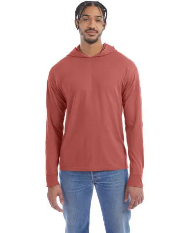 Hanes GDH280 Unisex Jersey Hooded T-Shirt in Nantucket red front view