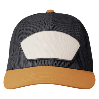 Big Accessories BA682 All-Mesh Patch Trucker Hat in Old gold/ black front view