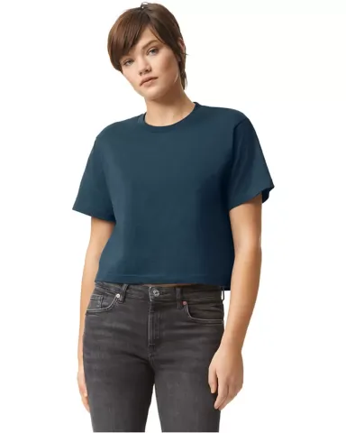 American Apparel 102 Ladies' Fine Jersey Boxy T-Sh in Sea blue front view