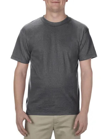 American Apparel 1301 Unisex Heavyweight Cotton T- in Heather charcoal front view