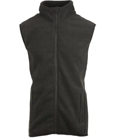 Burnside Clothing 3012 Men's Polar Fleece Vest in Hther charcoal front view