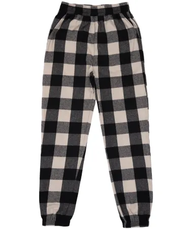 Burnside Clothing 4810 Youth Flannel Jogger in Ecru/ black front view