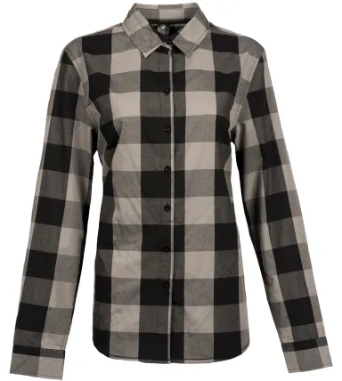 Burnside Clothing 5203 Ladies' Buffalo Plaid Woven in Black/ grey front view