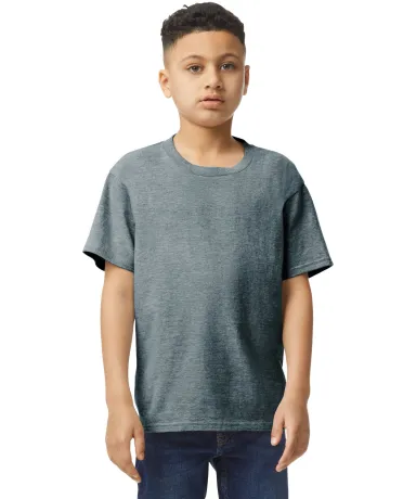 Gildan 64000B Youth Softstyle T-Shirt in Dark heather front view