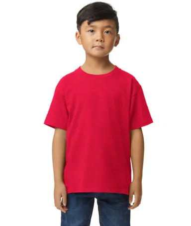 Gildan 65000B Youth Softstyle Midweight T-Shirt in Red front view