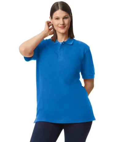 Gildan 85800 Unisex Midweight Double Pique Polo in Royal front view