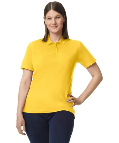 Gildan 64800L Ladies' Softstyle Double Pique Polo in Daisy front view