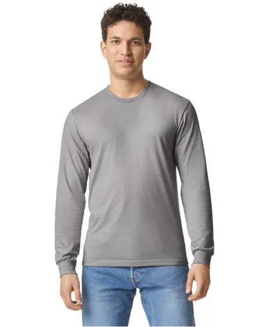 Gildan 67400 Unisex Softstyle CVC Long Sleeve T-Sh in Cement front view