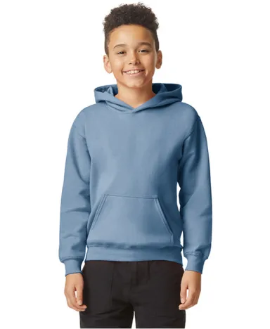 Gildan SF500B Youth Softstyle Midweight Fleece Hoo in Stone blue front view