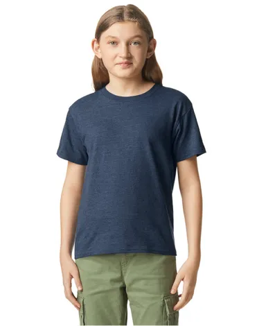Gildan 67000B Youth Softstyle CVC T-Shirt in Navy mist front view
