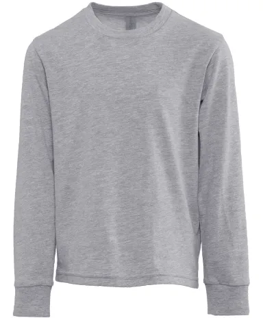 Next Level Apparel 3311 Youth Cotton Long Sleeve T in Heather gray front view