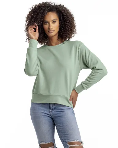 Next Level Apparel 9084 Ladies' Laguna Sueded Swea in Stonewash green front view