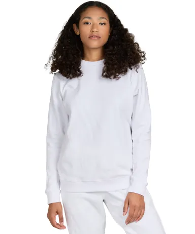 US Blanks US2212 Unisex Organic Cotton Sweatshirt in White front view