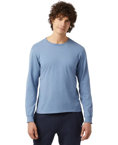 Champion Clothing CD200 Unisex Long-Sleeve Garment in Saltwater front view