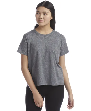 Champion Clothing CHP130 Ladies' Relaxed Essential in Ebony heather front view