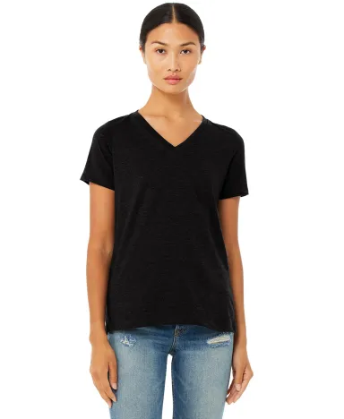 Bella + Canvas BC6405CVC Ladies' Relaxed Heather C in Solid blk blend front view