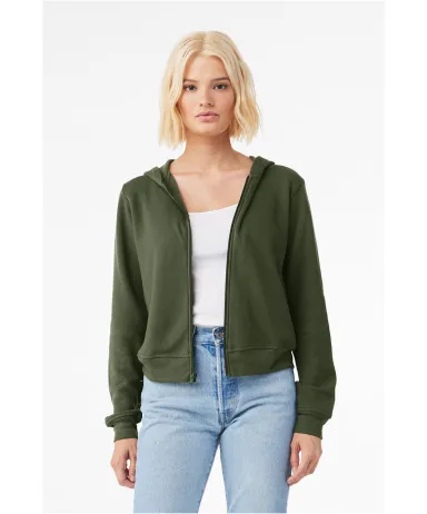 Bella + Canvas 7539 Ladies' Sponge Fleece Full-Zip in Military green front view